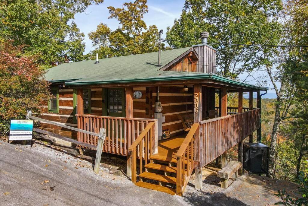 View! Cozy, Private, Fireplace, Hot Tub Log Cabin, Honeymoon! 塞维尔维尔 外观 照片