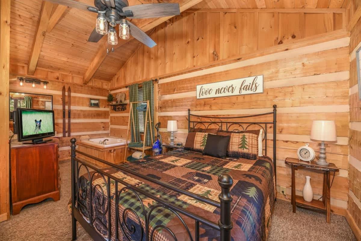 View! Cozy, Private, Fireplace, Hot Tub Log Cabin, Honeymoon! 塞维尔维尔 外观 照片